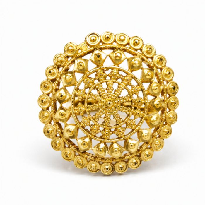 105 Women’s 22K Gold Ring - Intricate Circular Filigree Statement Design (5.390 gm) - Image 1