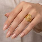 Women’s 22K Gold Ring - Elegant Geometric Cutwork Statement Design (3.580 gm) - Image 2