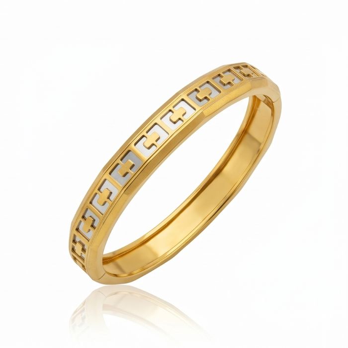 12 Men’s Gold Kada - Classic Pattern Band (24.270 gm) - Image 1