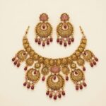 18K Gold Antique Necklace Set (83.320 gm) - Royal Maharani Heritage Design