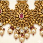 22K Gold Antique Necklace Set (70.790 gm) - Rajwada Pearl Heritage Design - Image 4