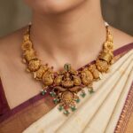 22K Gold Antique Necklace Set (30.040 gm) - Maharani Lakshmi Heritage Design - Image 2