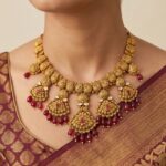 22K Gold Antique Necklace Set (67.840 gm) - Rajsi Ruby Heritage Grand Design - Image 2