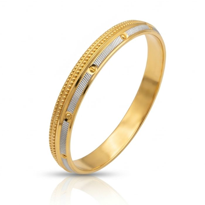 20 Men’s Gold Sikkhi Kada - Classic Khanda-Inspired Design (17.690 gm) - Image 1