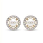 14K Gold Diamond & Pearl Tops (1.29 ct) - Royal Halo Luxe Design