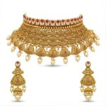 22K Gold Antique Choker Necklace - Royal Heritage Set
