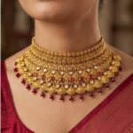 22K Gold Antique Choker Necklace - Layered Royal Heritage Design - Image 2