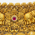 22K Gold Antique Temple Choker - Elephant Motif Heritage Necklace - Image 4