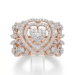 14K Gold Diamond Ring (1.58 ct) - Regal Heart Halo Ring