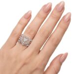 14K Gold Diamond Ring (1.58 ct) - Regal Heart Halo Ring - Image 2