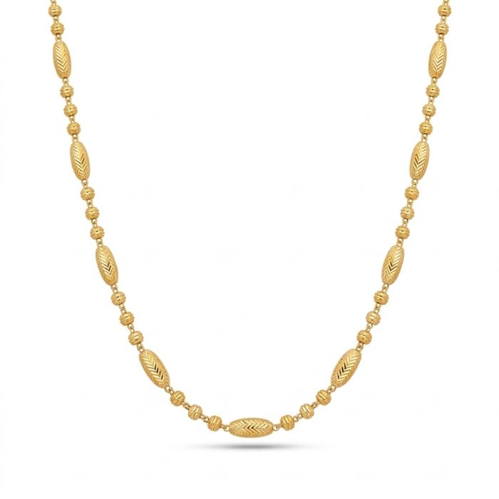 37 Women’s 22K Gold Chain – Beaded Designer Pattern (24.960 gm) - Image 1