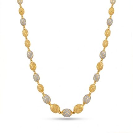 Women’s 22K Gold Chain - Dual Tone Beaded Design (24.550 gm)