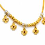 Women’s 22K Gold Chain - Floral Drop Design with Bead Detailing (9.800 gm) - Image 3