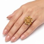 Women’s 22K Gold Ring - Temple Lakshmi Design with Stone Accents (7.440 gm) - Image 2