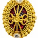 Women’s 22K Gold Ring - Royal Oval Antique Design with Stone Accents (7.440 gm Net) - Image 3