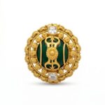 Women’s 22K Gold Ring - Royal Green Stone Antique Design with Detailed Work (7.220 gm Net)