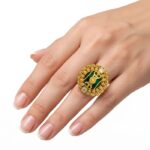 Women’s 22K Gold Ring - Royal Green Stone Antique Design with Detailed Work (7.220 gm Net) - Image 2