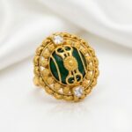 Women’s 22K Gold Ring - Royal Green Stone Antique Design with Detailed Work (7.220 gm Net) - Image 4