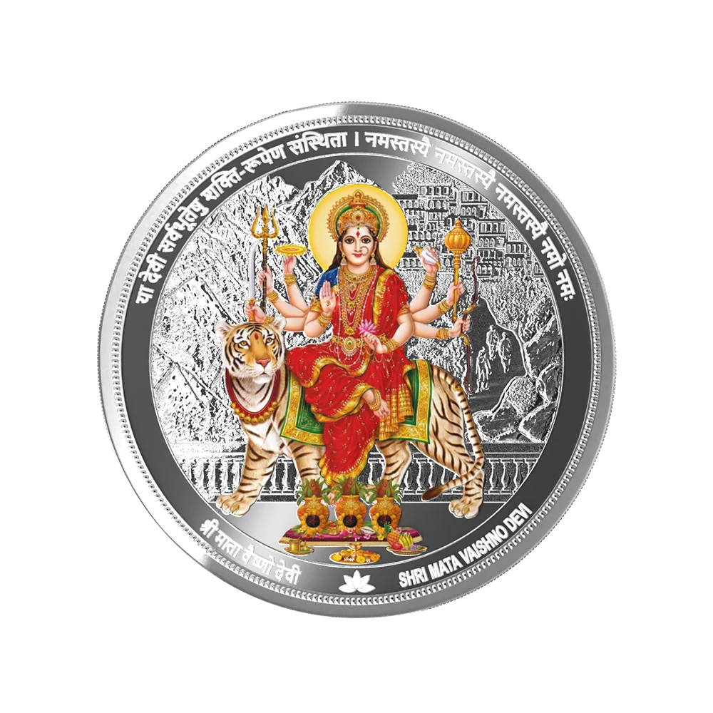 q6ubm (999.9+) Purest 50g Vaishno Devi Silver Coin - Image 1