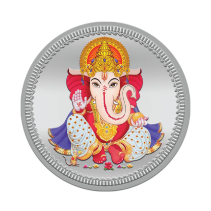 (999.9+) Purest 50g Ganesha Colored Silver Coin